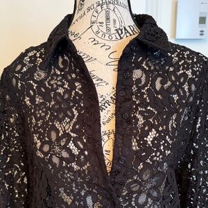 Contemporaine Elegant Black Lace Women's Top